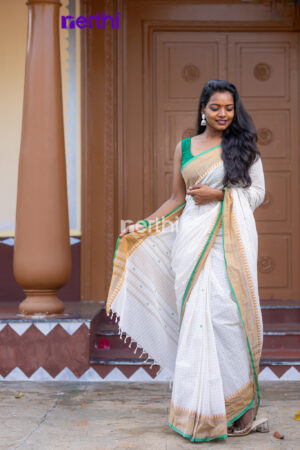 Venba - White Chettinad Cotton Saree