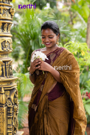 Thema - Brown Chettinad Cotton Saree