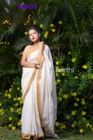 Thandham - White Chettinad Cotton Saree