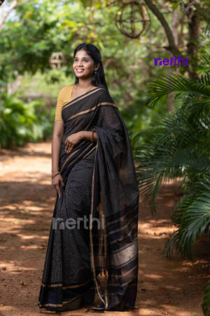 Aadhini - Black Chettinad Cotton Saree