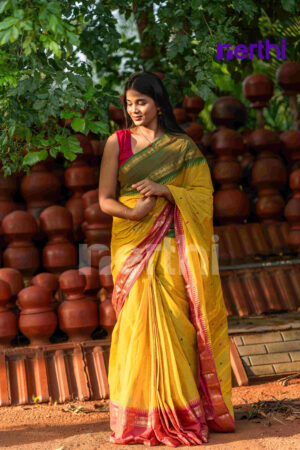 Kondrai - Yellow Chettinad Cotton Saree