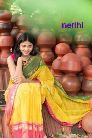 Kondrai - Yellow Chettinad Cotton Saree