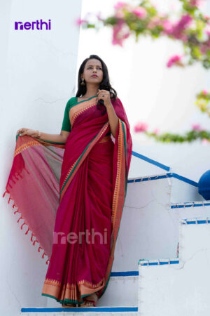 Idhazh - Red Chettinad Cotton Saree