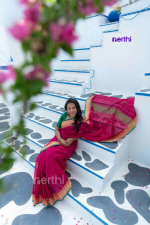 Idhazh - Red Chettinad Cotton Saree