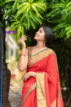 Kovvai - Red Chettinad Cotton Saree