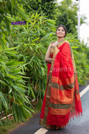 Kovvai - Red Chettinad Cotton Saree