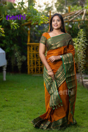 Puvi - Brown Chettinad Cotton Saree