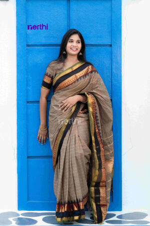 Theral - Brown Chettinad Cotton Saree