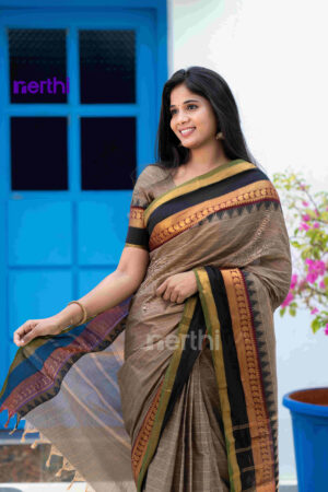 Theral - Brown Chettinad Cotton Saree