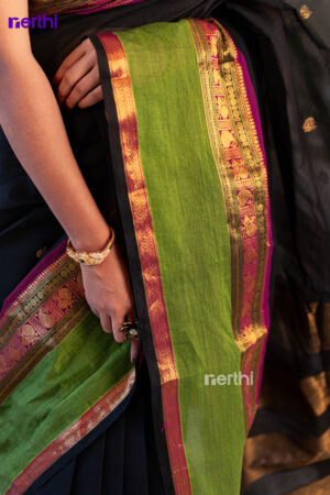 Vasuki - Black Chettinad Cotton Saree