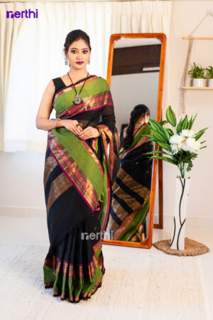 Vasuki - Black Chettinad Cotton Saree