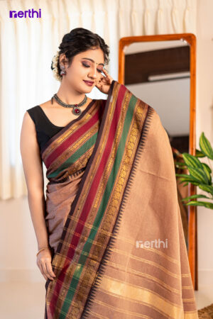 Kokila - Beige Chettinad Cotton Saree