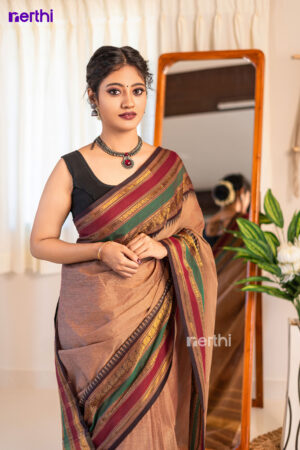 Kokila - Beige Chettinad Cotton Saree