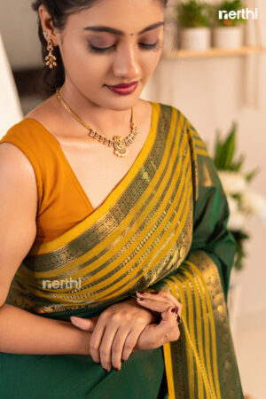 Thulasi - Green & Mustard Chettinad Cotton Saree