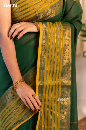 Thulasi - Green & Mustard Chettinad Cotton Saree