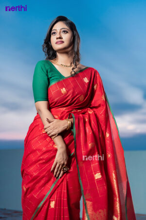 Thilagam - Red Chettinad Cotton Saree