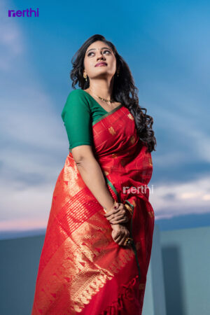 Thilagam - Red Chettinad Cotton Saree